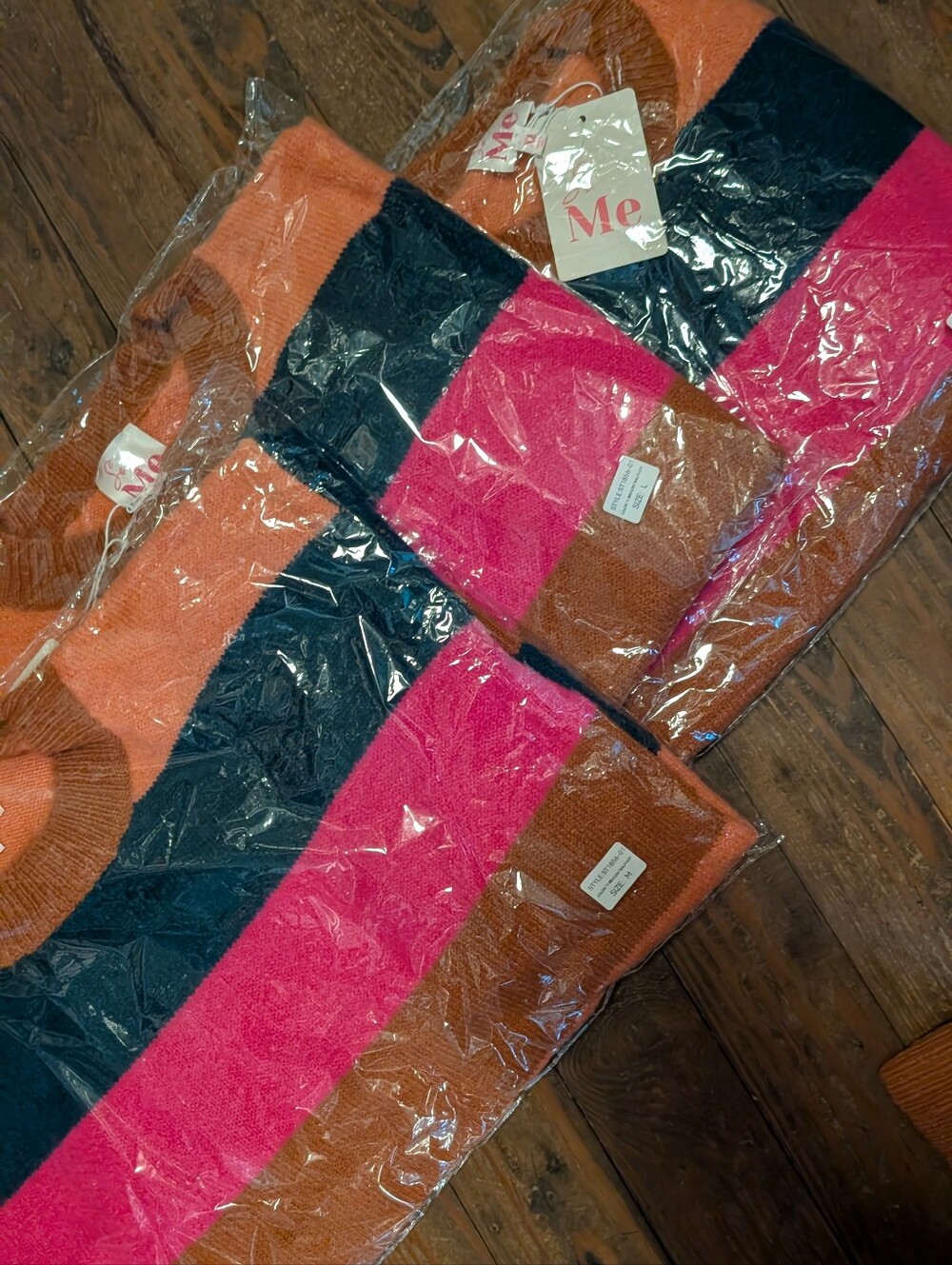 So Me Crewneck Sweater in Pink, Navy & Rust - Picture 3 of 3